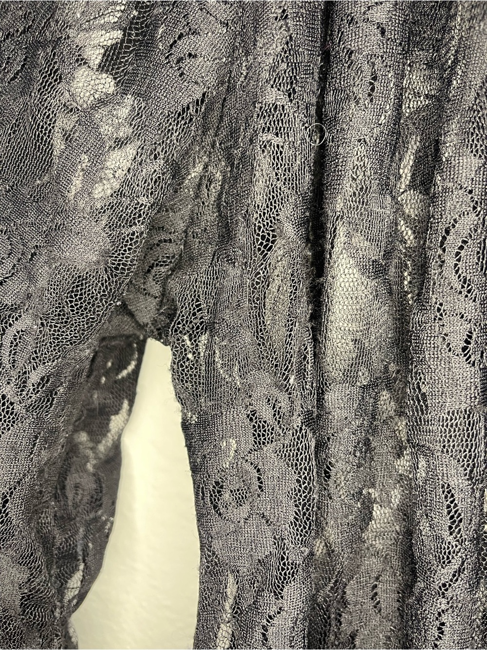 French Atmosphere Lace Top L Black Elastic Waist Sheer Puff Sleeve Peasant Sexy - Picture 13 of 13